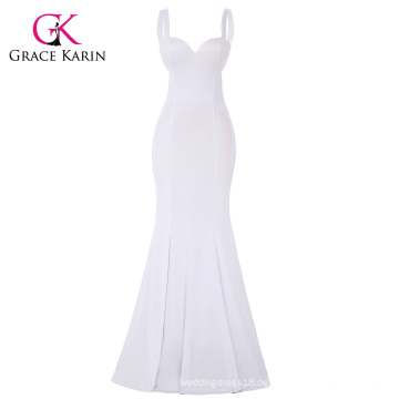 Grace Karin Sexy White Occident Frauen gepolsterte Backless V-Ausschnitt Lange Meerjungfrau Party Kleid CL008943-2